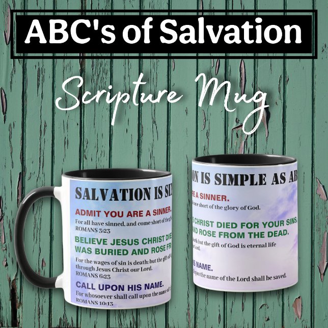 Caneca Gospel ABC'S of Salvation Christian KJV Bible (Criador carregado)
