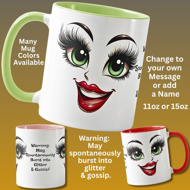 Caneca Gossip,  Add Name Message, Fabulous Eyes Face (Criador carregado)