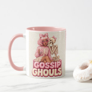 Caneca Gossip Ghouls Assombração Vintage Rosa Gótico