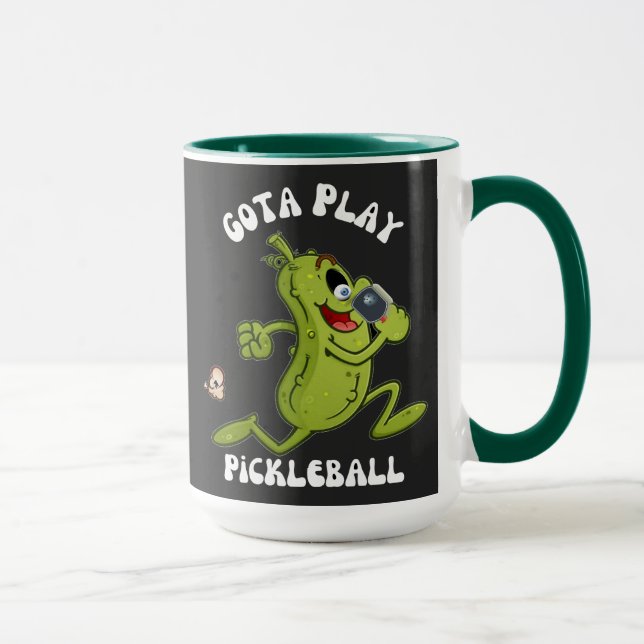 Caneca Gota Verde Engraçada Jogar Pickleball (Direita)