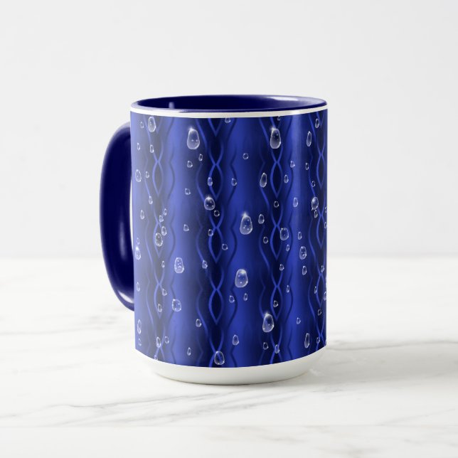 Caneca Gotas de chuva em metal azul (Frente Esquerda)