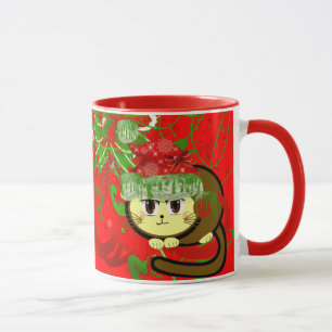 Caneca Gotas de Tinta Cinzenta Vermelha e Verde