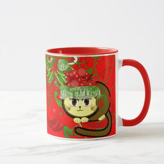 Caneca Gotas de Tinta Cinzenta Vermelha e Verde (Direita)