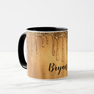 Caneca Gotejando em Brilho de Mel Dourado Lindos Pingos
