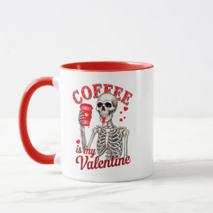 Caneca Gothic Coffee É Meu Esqueleto de Namorado Bebendo 