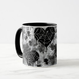 Caneca Gothic Love Spooky Spider Web com Corações