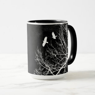 Caneca Gótica Crows and Trees Meia-Noite Paisagem