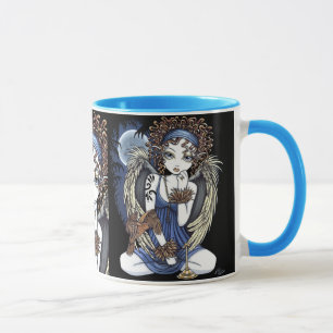 Caneca gótico da arte do anjo do pássaro do óle