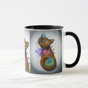 Caneca gótico da arte do gato dos retalhos da