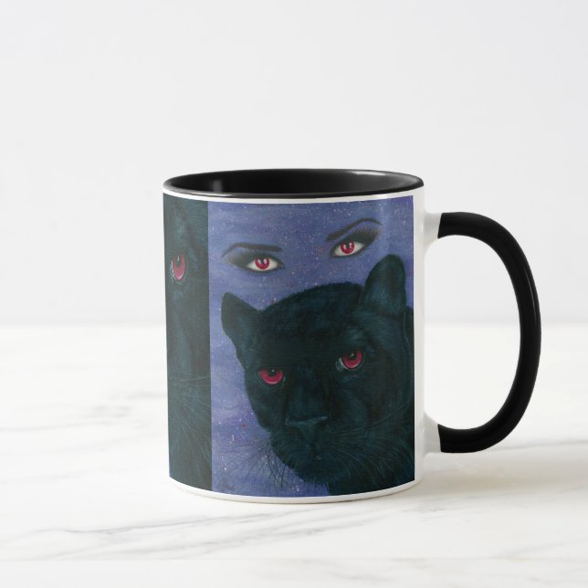 Caneca gótico da arte do vampiro da pantera preta (Direita)