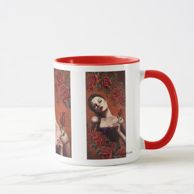 Caneca gótico da rosa vermelha da caneca da arte (Direita)