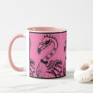 CANECA GÓTICO PUNK ROCKER FLAMINGO, HÁBULAS, CABELO ESPIR