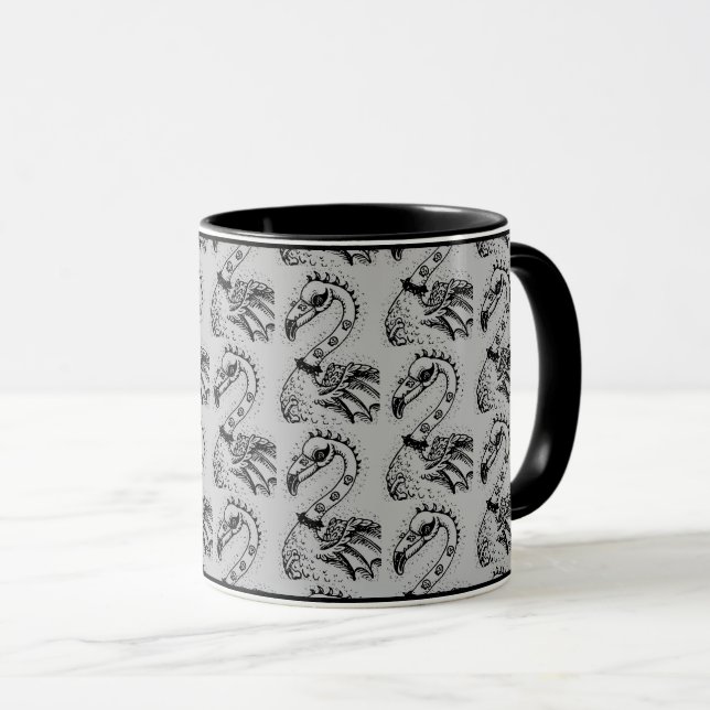 CANECA GÓTICO PUNK ROCKER FLAMINGO, HÁBULAS, CABELO ESPIR (Frente Esquerda)