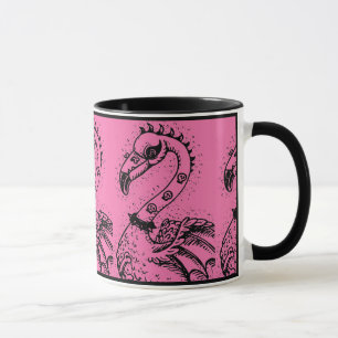 CANECA GÓTICO PUNK ROCKER FLAMINGO, HÁBULAS, CABELO ESPIR