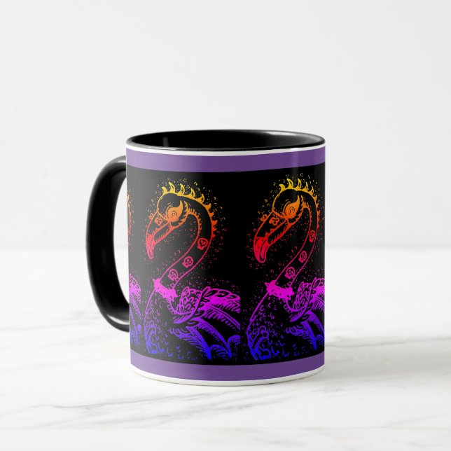 CANECA GÓTICO PUNK ROCKER FLAMINGO, HÁBULAS, CABELO ESPIR (Frente Esquerda)