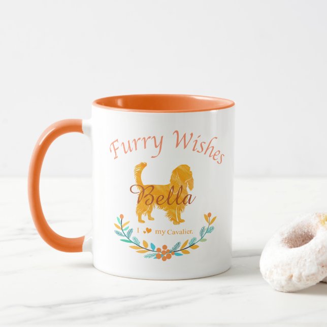 Caneca Graceful Pastel Orange Cavalier | Custom Christmas (Com Donut)