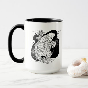 Caneca Graciosa Koi & Lotus – Arte Minimalista Zen