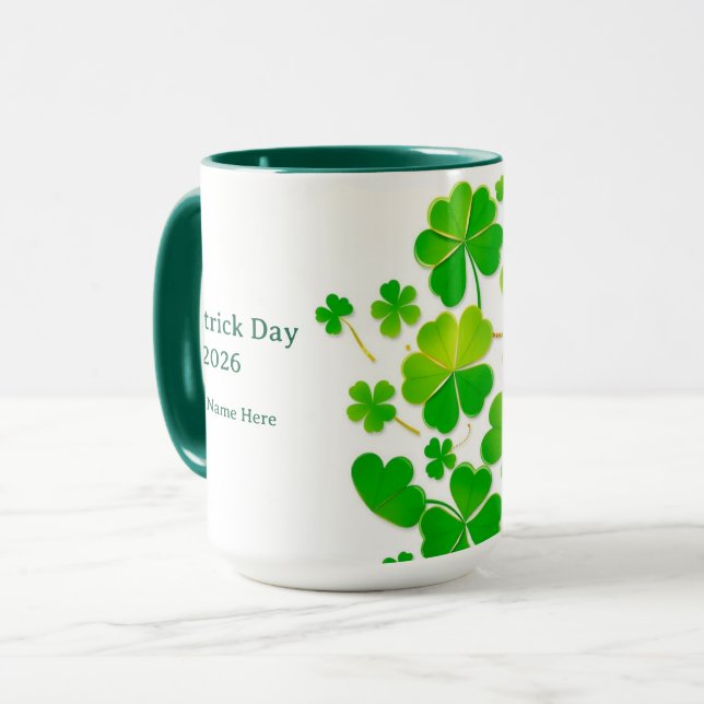 Caneca Gradiente de Shamrock Dourado Sortudo em Camadas V (Frente Esquerda)