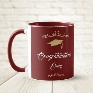 Caneca Graduação de Parabéns de ornamento Dourado Elegant