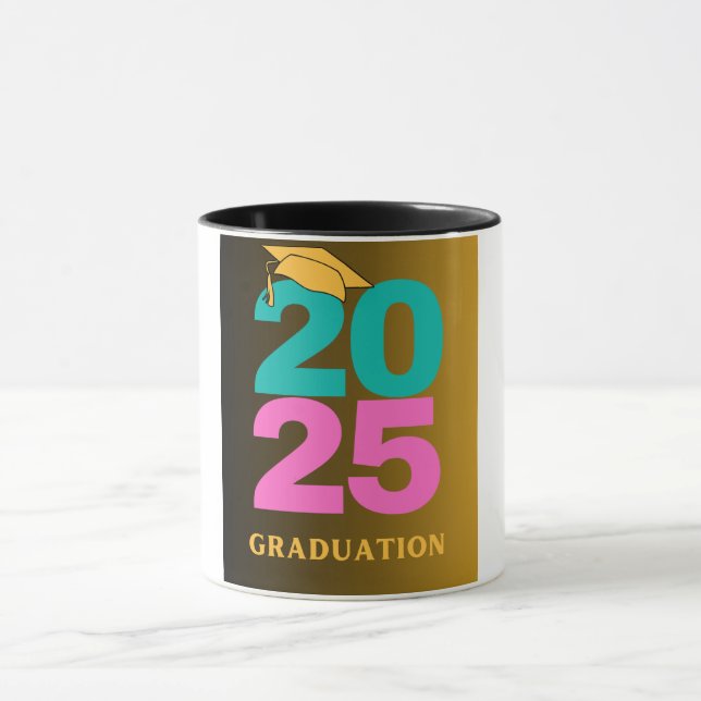 Caneca Graduação em Teal e Rosa 2025 (Centro)
