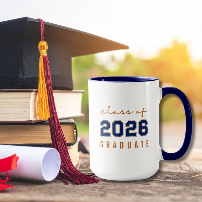 Caneca Graduado da Turma de 2026 Minimalista Moderno e Ou (Criador carregado)