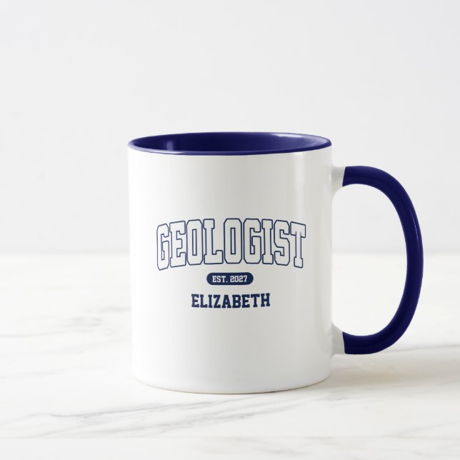 Caneca Graduado em Geologia com Nome (Direita)