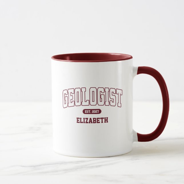 Caneca Graduado em Geologia com Nome (Direita)