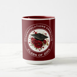 Caneca Graduation Cap & Red Roses Class of 20XX