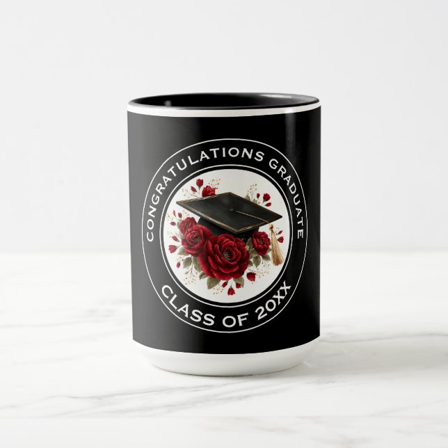 Caneca Graduation Cap & Red Roses Class of 20XX  (Centro)