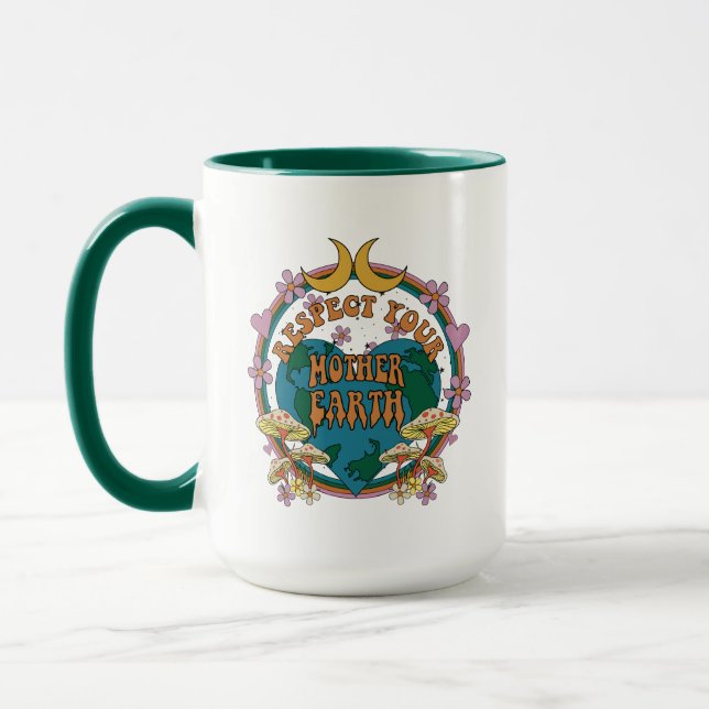 Caneca Gráfico da Terra-Mãe Retro dos anos 70 (Esquerda)