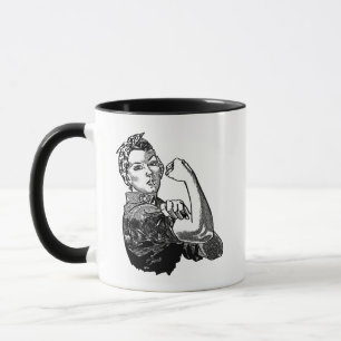 Caneca Gráfico de Arte de Linha Feminista Rosie-The-Rive