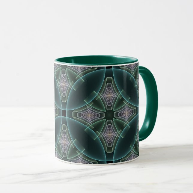 Caneca Gráfico de Arte Geométrica Teal Moderna (Frente Esquerda)