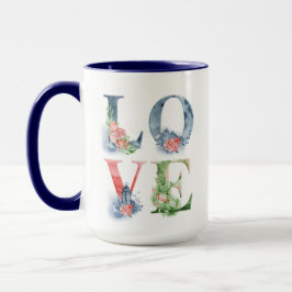 Caneca Gráfico de Impressão Floral de Amor Empilhado