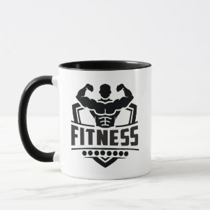 Caneca Gráfico de Motivação para Fitness   Vida Forte e A