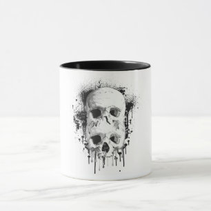 Caneca Gráfico de respingo de tinta preta de caveira ping