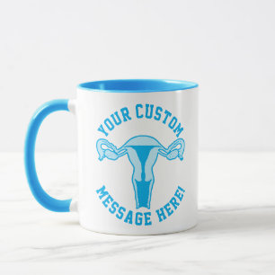 Caneca Gráfico do útero + Botão de Texto Personalizado Mu