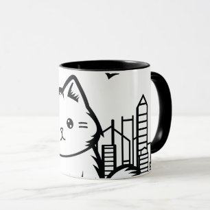 Caneca Gráfico do vetor de fruta com roupa de gato
