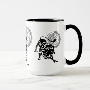 Caneca Gráfico Zodiac Leo Lion, estilo grego
