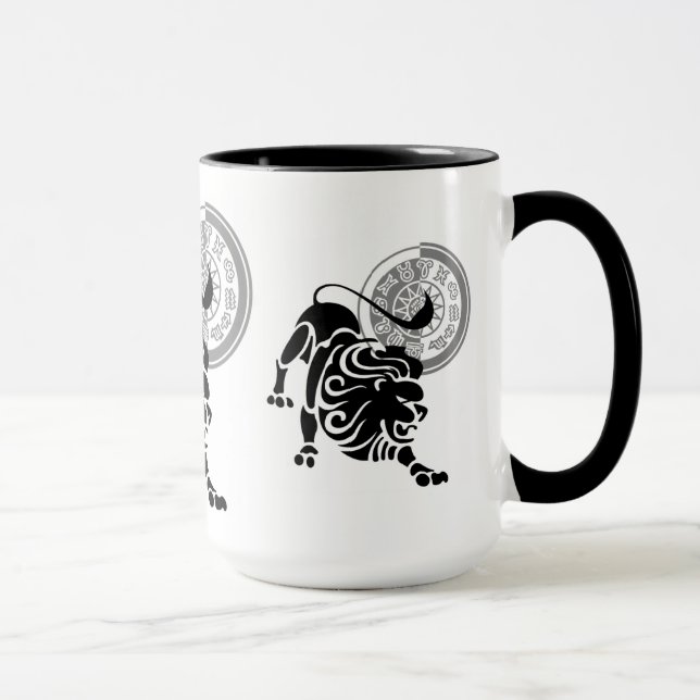 Caneca Gráfico Zodiac Leo Lion, estilo grego (Direita)