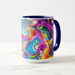 Caneca Gráficos Abstratos Coloridos Design Moderno 15oz