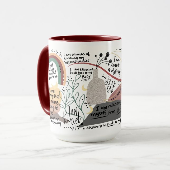Caneca Gráficos de autoamor positivo (Frente Esquerda)