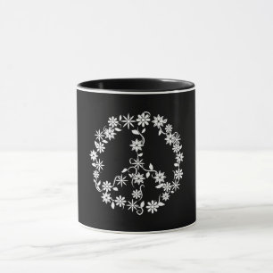 Caneca Gráficos Simples de Estrelas & Flores pela Paz