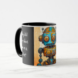 CANECA GRAFITE SHABBY ROBOT DOURADO AZUL COM PIADA