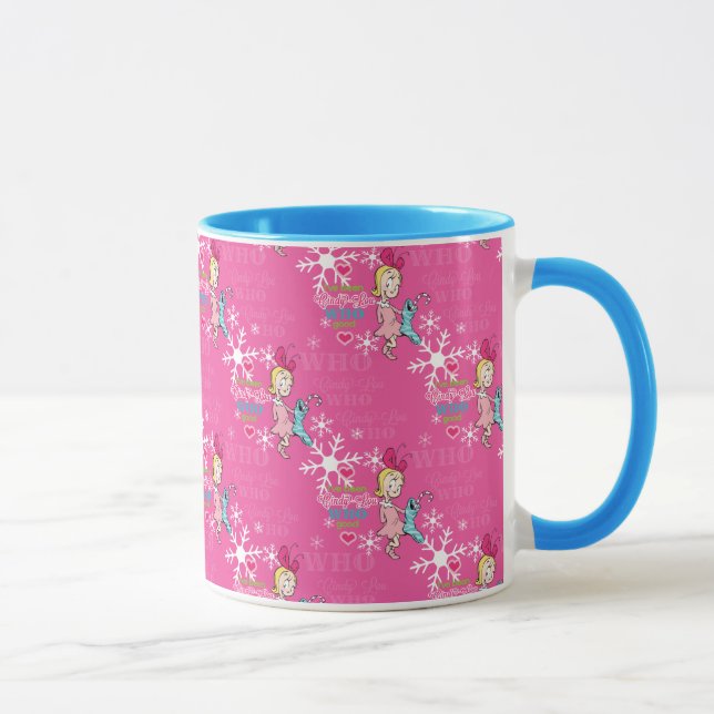 Caneca Gralha | Padrão De Férias Rosa Cindy-Lou (Direita)
