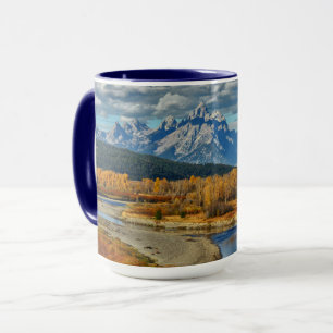 Caneca Grand Teton Mountain River View no outono