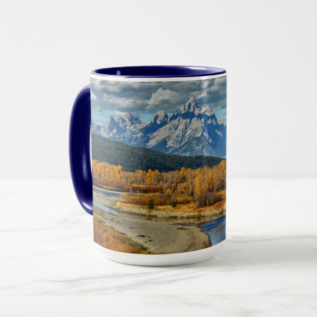 Caneca Grand Teton Mountain River View no outono (Frente Esquerda)