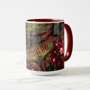 Caneca Grande contato de fractal estranho sobre a imagem 