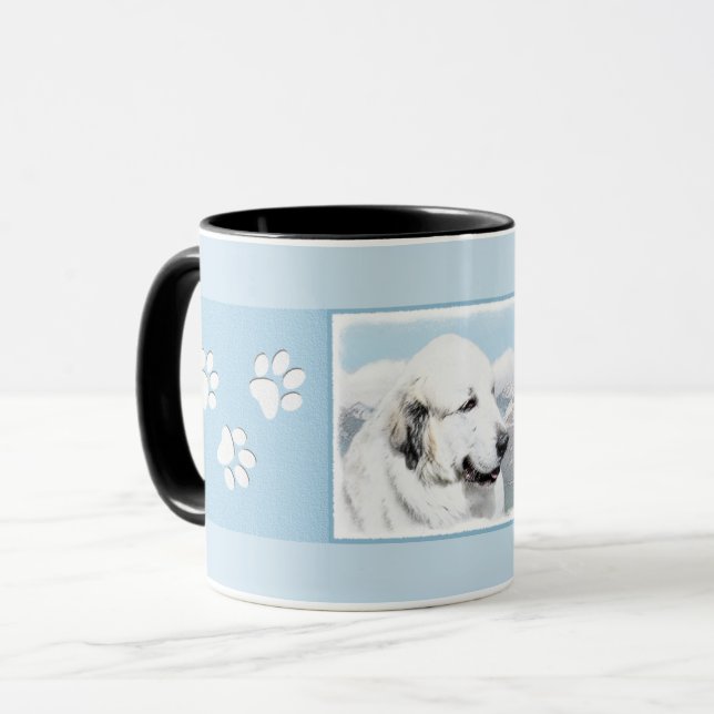 Caneca Grande Pintura dos Pirenéus - Arte Original de Cac (Frente Esquerda)