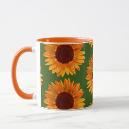 Caneca Grande Rústico Prato De Girassol Laranja Floral