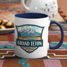 Caneca Grande Teton National Park Illustration Retro